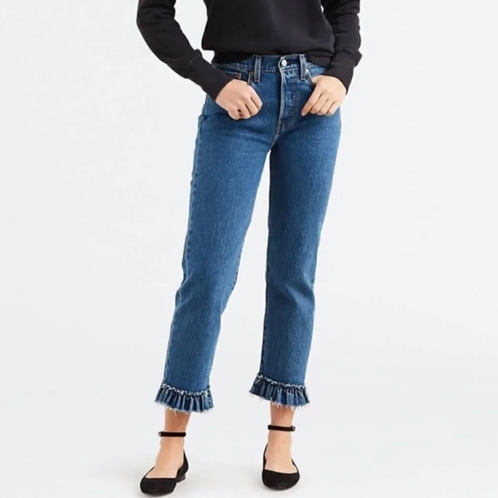 Anthropologie Levi’s Wedgie Straight Ruffle My Feathers Jeans